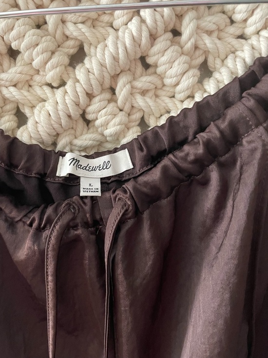 Madewell Chocolate Brown Satin Drawstring Pants - Picture 2 of 4